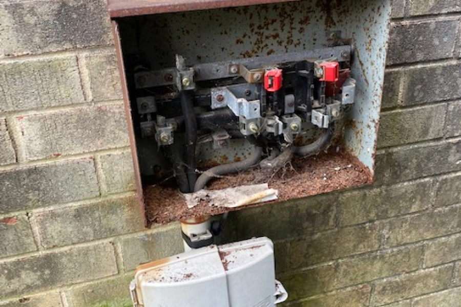 old electrical panel in need of repair